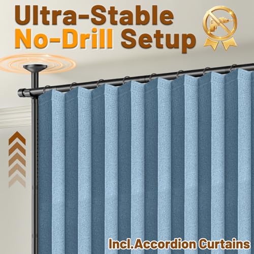AJAZZ Room Divider Curtain+ Tension Curtain Rod No Drilling 43-120× 35-100 in - Image 3