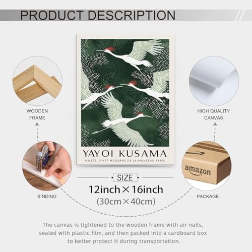 Framed Canvas Wall Art Japanese Flying Cranes Artwork 12x16in Vintage Bird - Image 2