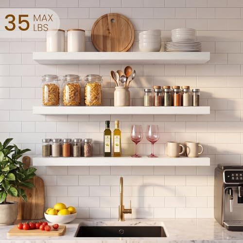 30" x 6.7" Wall Shelf, Rustic Wood Floating Shelf - Image 2