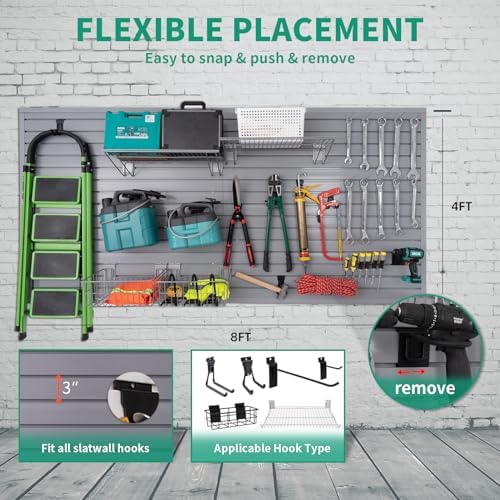 FRAYSCENT Slat Wall Paneling Garage Slat Wall Storage Systems Slatwall Panels - Image 3