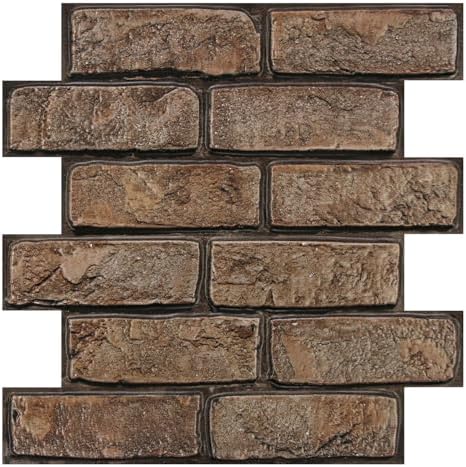 3D Peel and Stick Faux Brick Wall Panels 11.8" x 11.8" 10-Pack by SMOOSTIKCDECOR