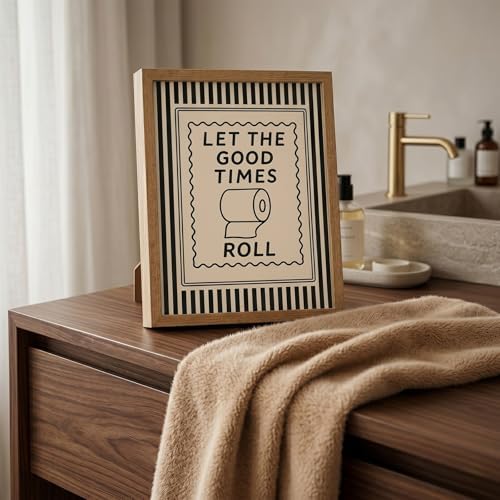 Funny Bathroom Decor Framed Canvas Wall Art, Let The Good Times Roll Toilet - Image 5