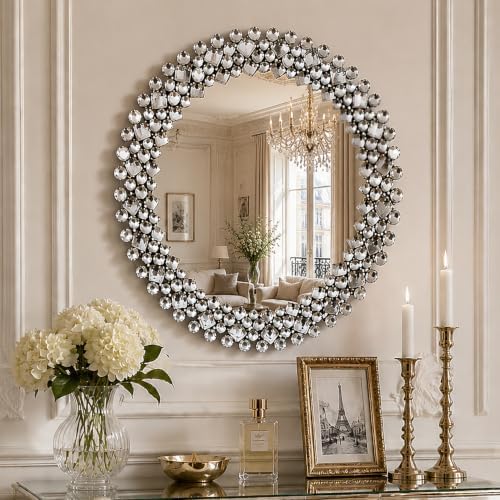 SHYFOY 18" Round Mirrors for Wall Decor, Crystal Decorative Mirrors by SHYFOYHomeDecoration