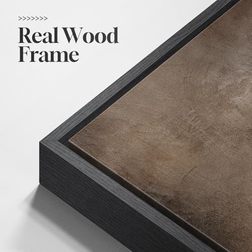 Framed Neutral Brown Abstract Canvas Wall Art - Image 5