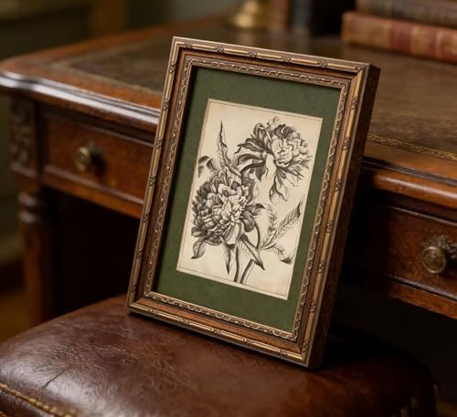 Vintage Gold Framed Floral Canvas Wall Art, Retro Flower Sketch Botanical - Image 3