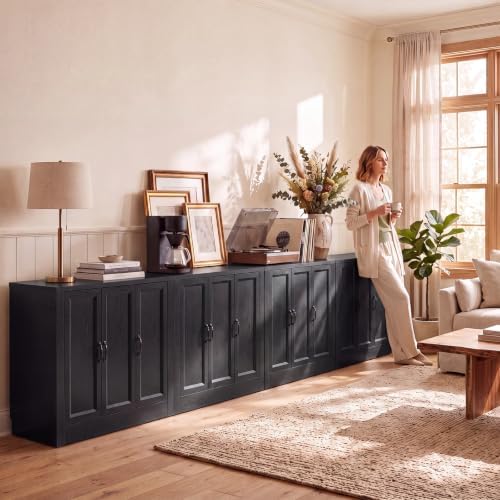 156" Modular Buffet Sideboard Cabinet Set of 4, Extra Long Storage Cabinet - Image 4
