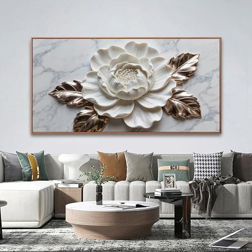 Canvas Wall Art Living Room Prints Home Wall Decor Modern White Flower Canvas - Image 6
