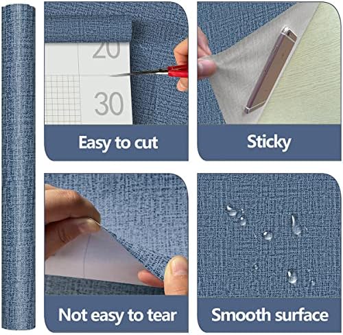 Blue Peel and Stick Wallpaper Grasscloth Decor Paper 17.7in x 118in - Image 5