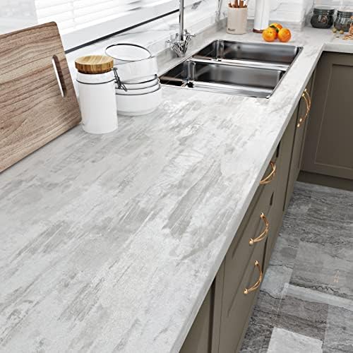 Wallercity Thick Textured White/Gray Wood Contact Paper by Wallercity