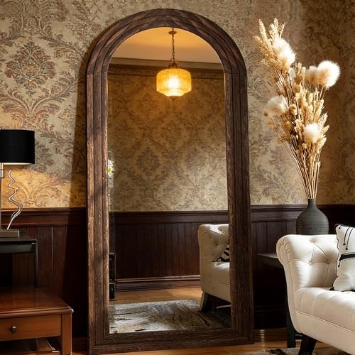 Otlsh Full Length Mirror, Wood Frame, Standing Mirror, Wall Mirror-Walnut by Otlsh