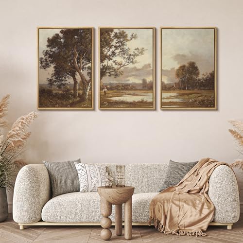 MUDECOR Framed Canvas Print Wall Art Rural Idyll Lakeside Trees and Pastoral - Image 4