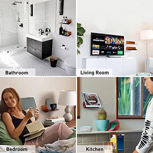 OAPRIRE Acrylic Floating Wall Shelves Brown, No Drill, 9 Inch 2 Pack - Image 3