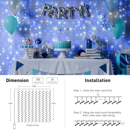 JMEXSUSS 300LED Christmas Curtain Lights Plug in - Image 6