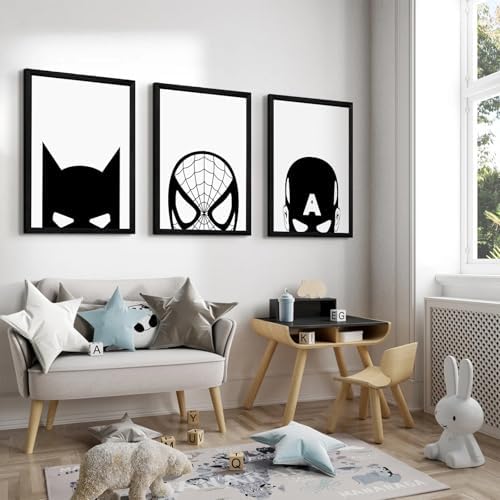 Spiderman Wall Art Boys Room Canvas Wall Decor Black White Wall Art Spiderman - Image 4