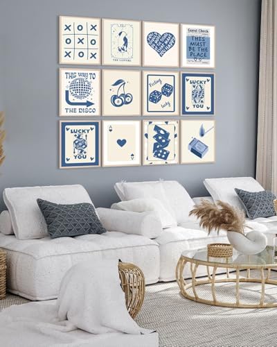 KBKBART 12 Pcs Blue Lucky Poster, Playing Card Wall Art, Poker Room Decor - Image 5