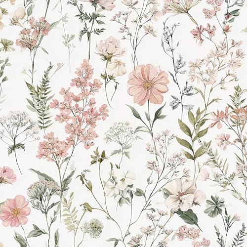 Orainege Pink Floral Peel and Stick Wallpaper Self Adhesive Wallpaper by Orainege