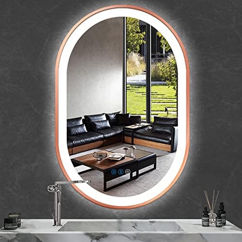 32 X 20 Inch Rose Gold LED Oval Mirror by ARUMMA