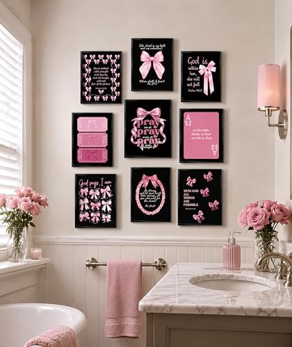 Pink Christian Wall Art Set of 9, Bible Verse Prints 8x10 Inch Unframed - Image 5