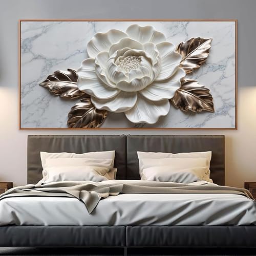 Canvas Wall Art Living Room Prints Home Wall Decor Modern White Flower Canvas - Image 4