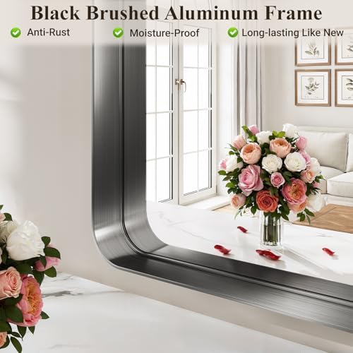 40"x30" Black Arched Mirror, Arched Wall Mirror - Image 3