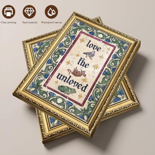 Gold Framed Gothic Love Wall Art, “Love the Unloved” Animal Print - Image 5