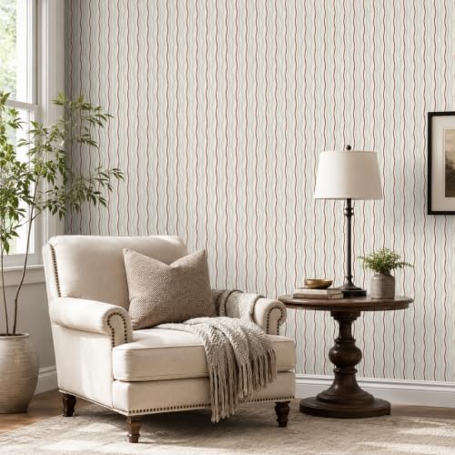 GloryTik Peel and Stick Wallpaper Retro Wavy Stripe Pattern, Self Adhesive Vinyl - Image 7