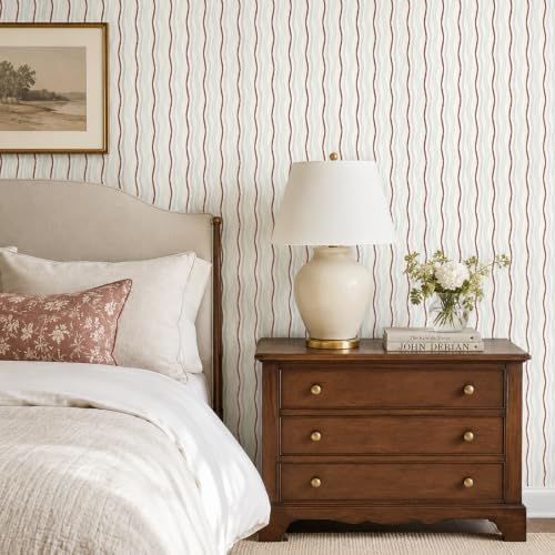 GloryTik Peel and Stick Wallpaper Retro Wavy Stripe Pattern, Self Adhesive Vinyl - Image 2
