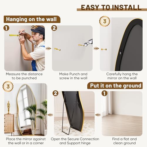 Antok Irregular Full Length Mirror, Standing Hanging Leaning Irregular Mirrors - Image 6