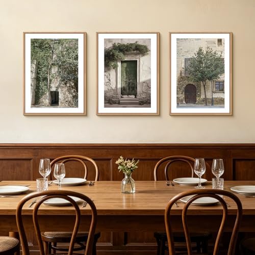 HOURIA Vintage Italy City Landscape Framed Canvas Wall Art Set-12"x16"x3 - Image 3