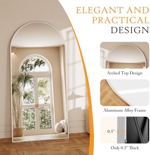 NEWBULIG 78"x38" Arched Full Length Mirror, Full Body Floor Mirror - Image 3