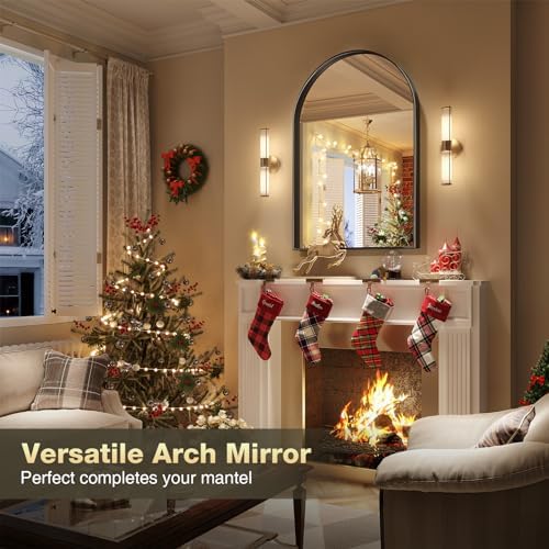 Brightify Arched Mirror, 26 x 38 Inch Black Arch Wall Mirror - Image 3