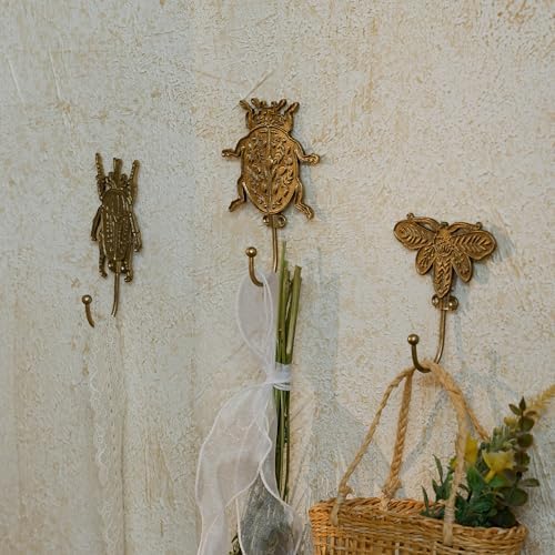 SOFFEE DESIGN Set of 3 Metal Insects Wall Hooks, Decorative Closet Organizer - Image 3