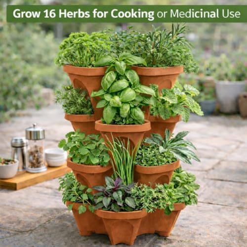 Vertical Garden Planter 4 Tier Stackable System 16 Plants, Space Saving Herb - Image 5