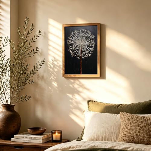 RZIGERNO Vintage Framed Dandelion Wall Art Canvas Print Modern Minimalist - Image 4