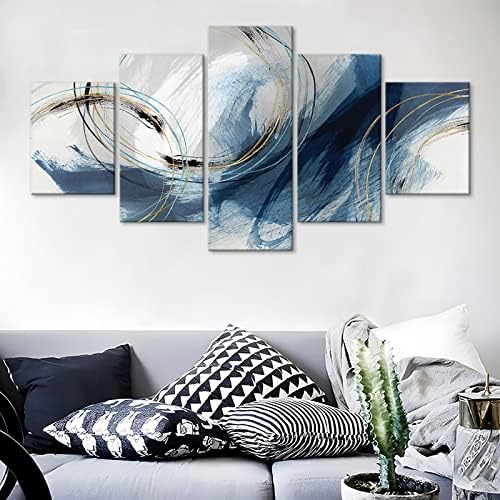 Fu-Keivy Blue Grey Abstract Canvas Wall Art Decor Fantasy Modern Artwork - Image 2