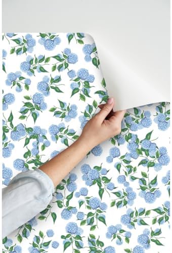 Spoonflower Hydrangea Floral Peel and Stick Wallpaper - Image 3
