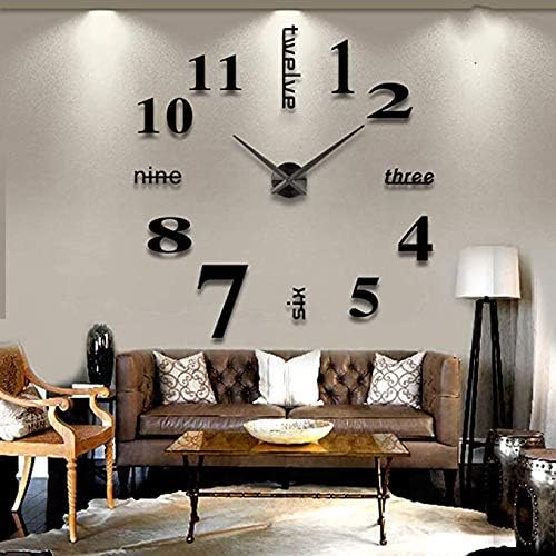 Modern Large 3D Mirror Frameless DIY Wall Clock - Image 5