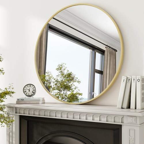 XRAMFY 36 Inch Round Mirror-Gold Circle Mirrors by XRAMFY