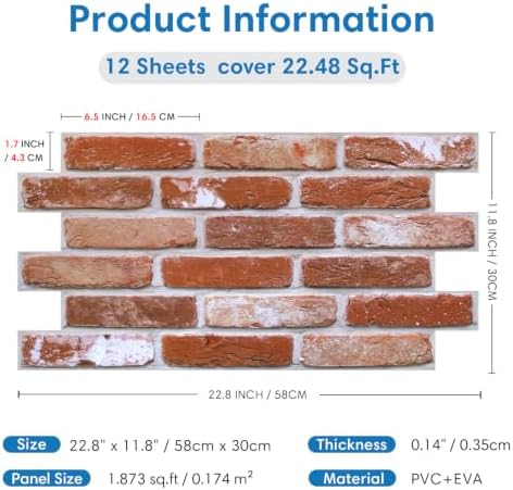 COMSTICKC 3D Faux Brick Wall Panels Peel and Stick - Image 5