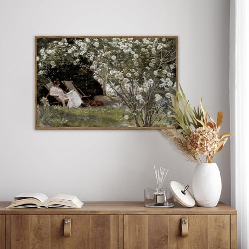 KBKBART Framed Vintage Canvas Wall Art, Retro French Country Garden Women - Image 2