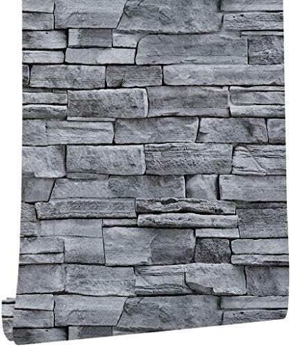 practicalWs 17.71" x 393.7" Grey Brick Wallpaper Peel and Stick Removable by practicalWs