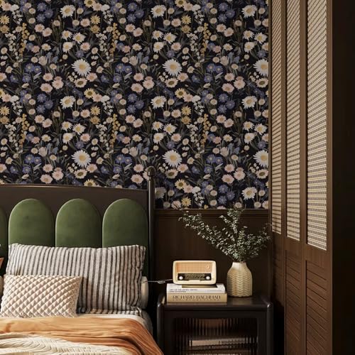 Abyssaly Vintage Daisy Floral Peel and Stick Wallpaper 17.3" x 118" - Image 2