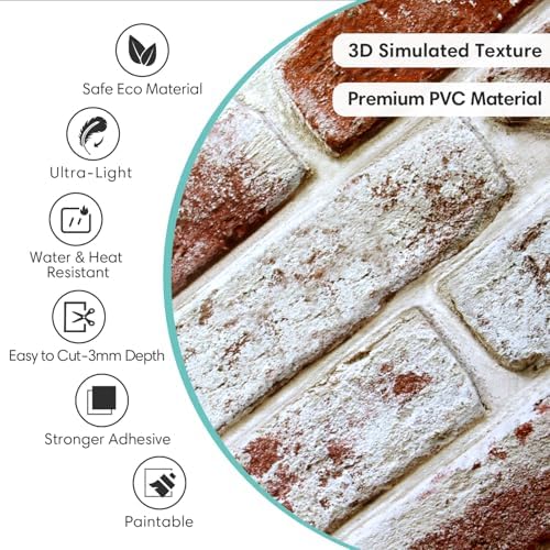 Commomy Faux Brick 3D Wall Panels, Thin UrltraLight PVC - Image 3