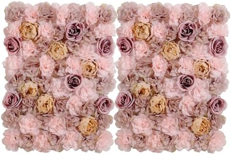 3D Flower Wall Backdrop, 24x16 Inch, Coffee & Pink, 2 Pack by BloomTrend