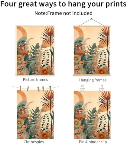 LYPHNX Boho Burnt Orange Botanical Floral Canvas Wall Art Abstract Terracotta - Image 6