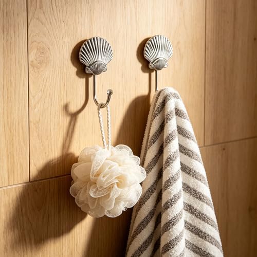 4 Pcs Seashell Wall Hooks, Metal Decorative Wall Hooks - Image 3