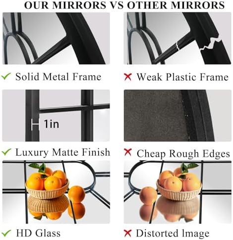 HQiJun Wall Mirror Window Decorative Mirrors Arched Farmhouse - Image 3