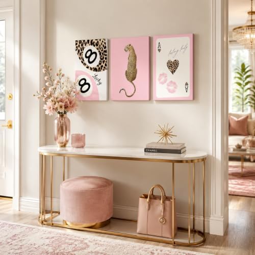 Cheetah Trendy Canvas Print Wall Art, Preppy Leopard 8 Ball Poster Pictures - Image 6