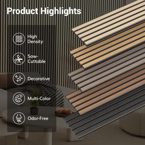 TONOR Wood Panels for Wall, 6 Pack 94.5'' x 7.9''-30.96 sq.ft Acoustic Wall - Image 7