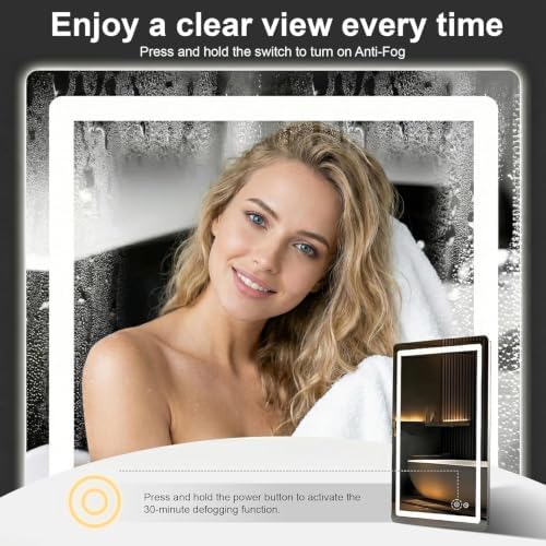 LED Bathroom Mirror with Lights, 2 Pack 24 x 36 Lighted Vanity Wall Mirror - Image 2